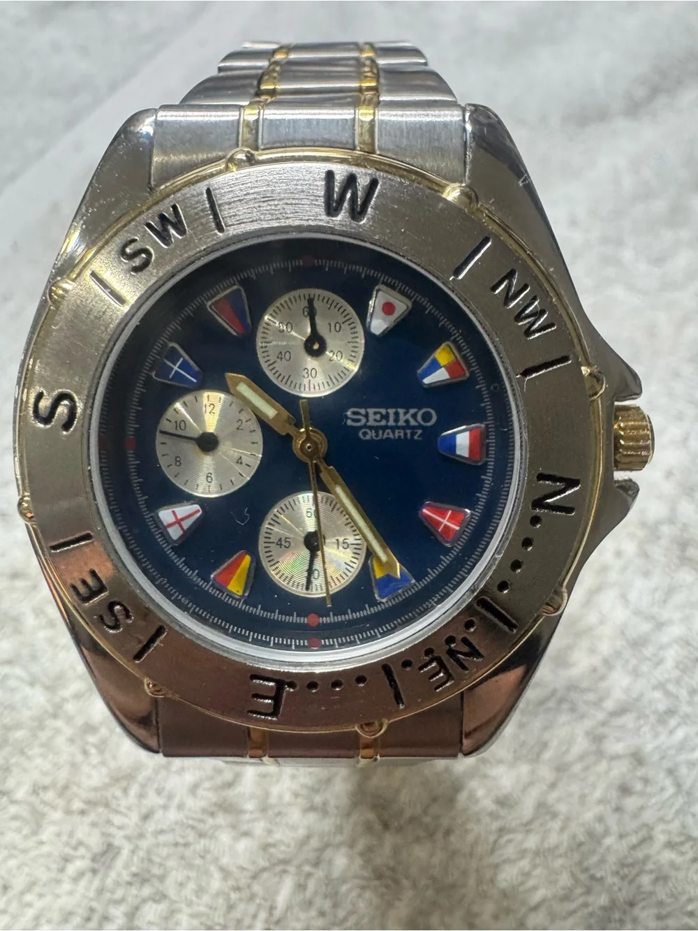 Seiko Two-Tone Nautical Flag Chronograph - Blue Dial